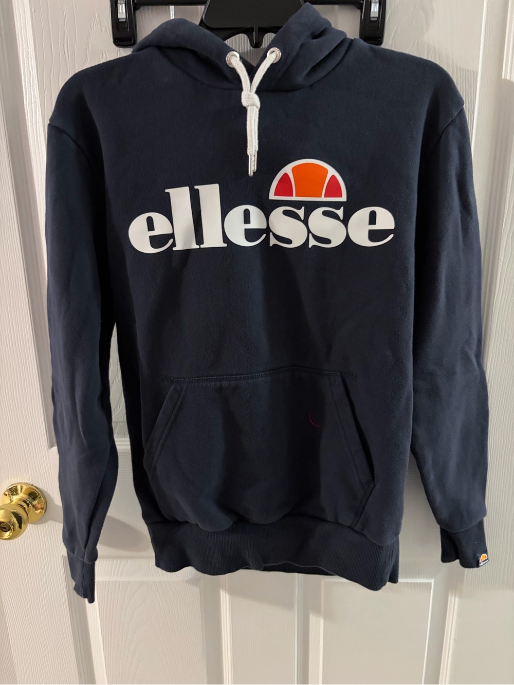 Ellesse Navy Hoodie with White Logo and Orange Accent